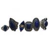 Image 1 : 6 New Polished Lapis Lazuli Rings in Silver Settings * all stamped .925 (longest ring is 39 mm) * To