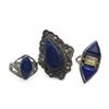 Image 2 : 6 New Polished Lapis Lazuli Rings in Silver Settings * all stamped .925 (longest ring is 39 mm) * To