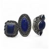 Image 6 : 6 New Polished Lapis Lazuli Rings in Silver Settings * all stamped .925 (longest ring is 39 mm) * To