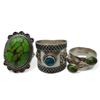 Image 3 : 6 New Blue Turquoise & Green Copper Turquoise Rings in Silver Settings * all stamped .925 (longest r
