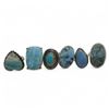 Image 1 : 6 New Polished Natural Larimar & Agate Rings in Silver Settings * all stamped .925 (longest ring is