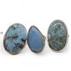 Image 3 : 6 New Polished Natural Larimar & Agate Rings in Silver Settings * all stamped .925 (longest ring is