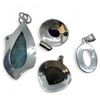 Image 2 : 4 New Polished & Faceted Natural Gemstone Pendants * all stamped .925 (Larimar with Aquamarine, Labr