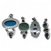 Image 2 : 4 New Polished & Faceted Natural Gemstone & Crystal Pendants * all stamped .925 (Turquoise, Aquamari