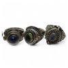 Image 6 : 6 New Poison Compartment Gemstone Rings in Silver Settings - all stamped .925 (longest ring is 21 mm
