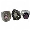 Image 2 : 6 New Faceted Peridot, Amethyst. Pink Morganite & Blue Crystal & Quartz Rings in Silver Settings * a
