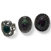 Image 3 : 6 New Polished Natural Green Agate & Ruby Zoisite Rings in Silver Settings * all stamped .925 (longe