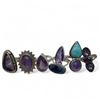 Image 1 : 6 New Polished & Faceted Amethyst & Natural Stone Rings in Silver Settings * all stamped .925 (longe