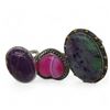 Image 3 : 6 New Polished Charoite, Ruby Zoisite & Pink Agate Ring in Silver Settings * all stamped .925 (longe