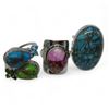 Image 2 : 6 New Green Copper Turquoise, Turquoise & Oyster Turquoise Rings in Silver Settings * all stamped .9