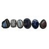 Image 1 : 6 New Polished Natural Agate Rings in Silver Settings (Dendrite, Crazy Lace, Sodalite& More) * all s