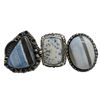 Image 2 : 6 New Polished Natural Agate Rings in Silver Settings (Dendrite, Crazy Lace, Sodalite& More) * all s