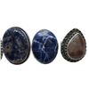 Image 3 : 6 New Polished Natural Agate Rings in Silver Settings (Dendrite, Crazy Lace, Sodalite& More) * all s