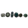 Image 1 : 6 New Polished Natural Green Agate, Jade, Green Turquoise & Prehnite Rings in Silver Settings * all