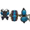 Image 2 : 6 New Turquoise Rings with Accent Stones (Amethyst. Pearl, Garnet & Topaz) in Silver Settings * all