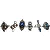 Image 1 : 6 New Multi-Gemstone Rings in Silver Settings * all stamped .925 (Turquoise, Topaz, Citrine, Garnet
