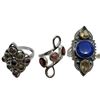 Image 2 : 6 New Multi-Gemstone Rings in Silver Settings * all stamped .925 (Turquoise, Topaz, Citrine, Garnet