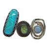 Image 2 : 6 New Triplet Opal Rings in Silver Settings (many with Accent Stones) * all stamped .925 (longest ri