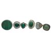 Image 1 : 6 New Green Natural Stone Rings in Silver Settings * all stamped .925 (Malachite, Prehnite, Turquois