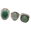 Image 3 : 6 New Green Natural Stone Rings in Silver Settings * all stamped .925 (Malachite, Prehnite, Turquois