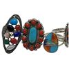 Image 2 : 6 New Colourful Inlaid & Multi-gemstone Rings in Silver Settings * all stamped .925 (longest ring is