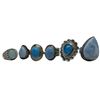 Image 1 : 6 New Polished Larimar, Blue Lace Agate, Chalcedony & Blue Kyanite Rings in Silver Settings * all st