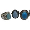 Image 2 : 6 New Polished Larimar, Blue Lace Agate, Chalcedony & Blue Kyanite Rings in Silver Settings * all st