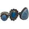 Image 3 : 6 New Polished Larimar, Blue Lace Agate, Chalcedony & Blue Kyanite Rings in Silver Settings * all st