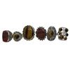 Image 1 : 6 New Tiger's Eye and Iron Tiger's Eye Rings in Silver Settings * all stamped .925 (longest ring is