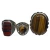 Image 2 : 6 New Tiger's Eye and Iron Tiger's Eye Rings in Silver Settings * all stamped .925 (longest ring is