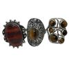 Image 3 : 6 New Tiger's Eye and Iron Tiger's Eye Rings in Silver Settings * all stamped .925 (longest ring is