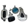 Image 2 : 4 New Polished & Faceted Natural Gemstone Pendants * all stamped .925 (Triplet Opal with Topaz, Ocea