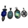 Image 1 : 4 New Natural Gemstone & Abalone Pendants * all stamped .925 (Abalone, Opal, Blue Kyanite, and Amazo