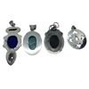 Image 2 : 4 New Natural Gemstone & Abalone Pendants * all stamped .925 (Abalone, Opal, Blue Kyanite, and Amazo