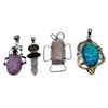 Image 1 : 4 New Polished & Faceted Gemstone & Crystal Pendants * all stamped .925 (Citrine, Triplet Opal, Rain