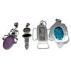 Image 2 : 4 New Polished & Faceted Gemstone & Crystal Pendants * all stamped .925 (Citrine, Triplet Opal, Rain
