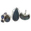 Image 3 : 6 New Labradorite, Ruby Zoisite & Purple Botswana Agate Ring in Silver Settings * all stamped .925 (