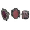 Image 2 : 6 New Botswana Agate, Rose Quartz, Rhodonite & Pink Opal Rings in Silver Settings * all stamped .925