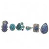 Image 1 : 6 New Blue, Purple and Oyster Turquoise Rings in Silver Settings * all stamped .925 (longest ring is