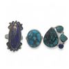 Image 2 : 6 New Blue, Purple and Oyster Turquoise Rings in Silver Settings * all stamped .925 (longest ring is