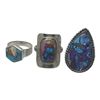 Image 3 : 6 New Blue, Purple and Oyster Turquoise Rings in Silver Settings * all stamped .925 (longest ring is