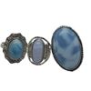 Image 3 : 6 New Blue Larimar and Ocean Agate Rings in Silver Settings * all stamped .925 (longest ring is 36 m