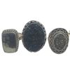 Image 2 : 6 New Polished Pyrite and Raw Druzy Rings in Silver Settings * all stamped .925 (longest ring is 37