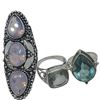 Image 3 : 6 New Faceted Crystal and Quartz Crystal Rings in Silver Settings * all stamped .925 (Kunzite, Topaz