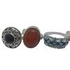 Image 2 : 6 New Polished & Faceted Crystal and Gemstone Rings in Silver Settings * all stamped .925 (Garnet, R