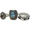 Image 3 : 6 New Polished & Faceted Crystal and Gemstone Rings in Silver Settings * all stamped .925 (Garnet, R
