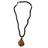 Image 1 : Sajen Sterling Silver Honey Agate Pendant with Accent Stones on Cord  * 1" diameter pendant