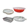 Image 1 : Bakeware Collection: Pyrex Snowflake Pyrex Mixing Bowl & Fire King 5 Pieces