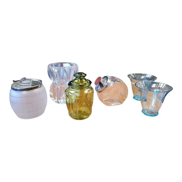 Assorted Mixed Glass Pieces: Cookie Jars & Vases