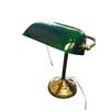 Image 1 : Vintage Bankers Lamp Green Glass Shade Brass Base 14.5-Inch Tall